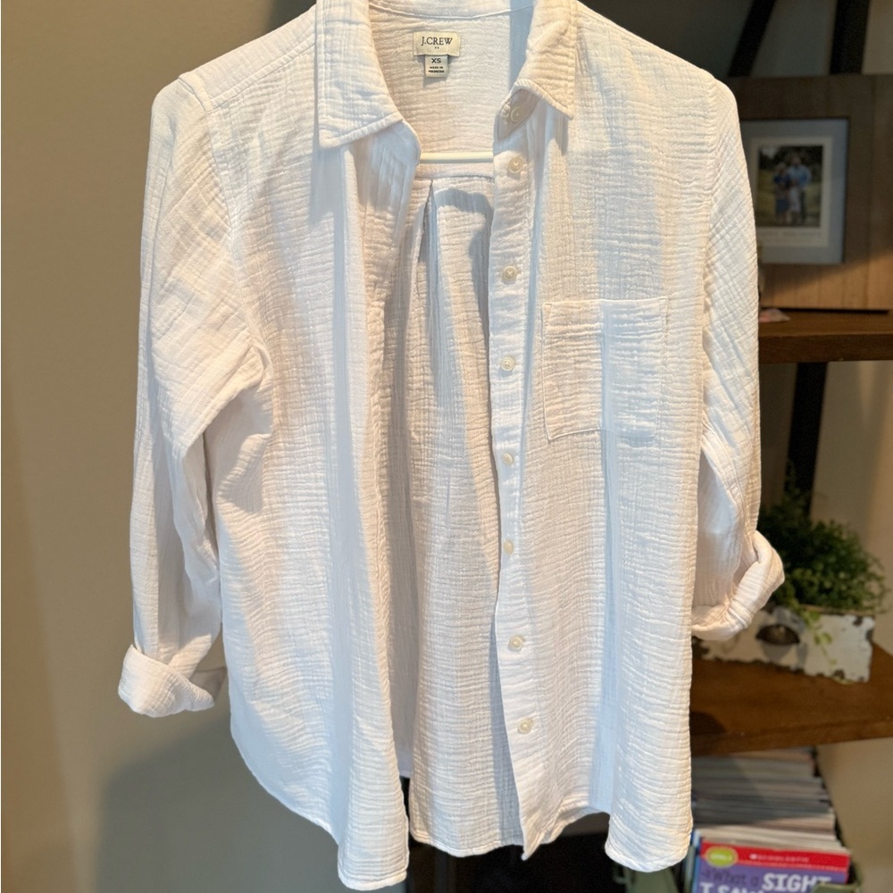 J. Crew Women’s Button Down Gauzy White Shirt